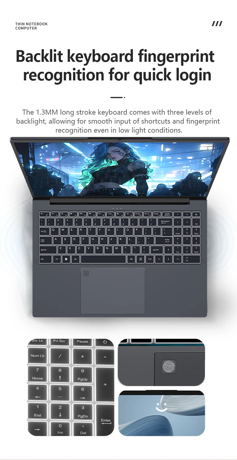 YSJMNPC New AMD Ryzen™ 5 7430U 16 Inch Gaming Laptop IPS Screen 2*DDR4 MAX 64GB 2*SSD 2TB Windows11 Fingerprint Notebook WI-FI