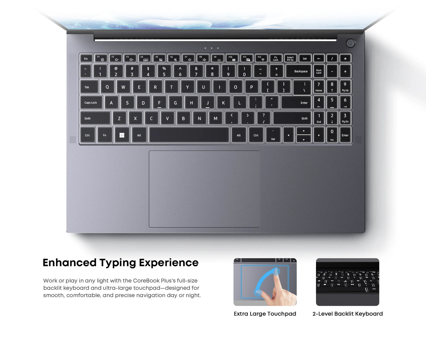 CHUWI CoreBook Plus Laptop 16inch FHD Screen R5-7430U 6 Cores Gaming Laptop 16GB RAM 512GB SSD Metal Body Notebook With Cooler