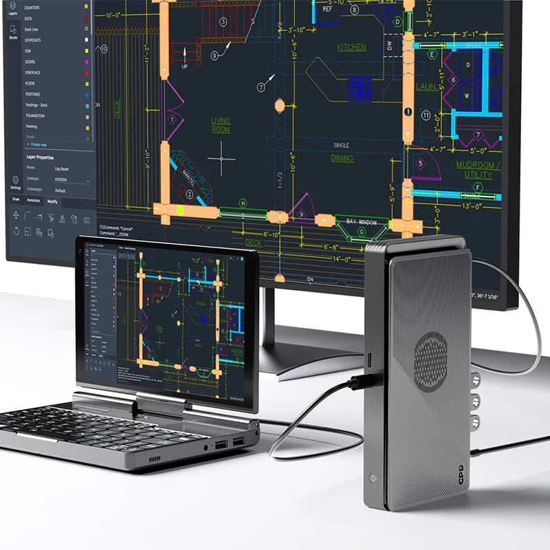 2025 Latest GPD G1 Graphics Card Expansion Dock USB 3.2 Type A SD 4.0 HDMI Compatible SD 4.0 Card Reader DisplayPort 1.4a