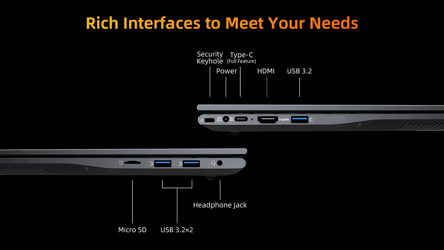 BMAX Laptop X17 Pro 15.6" Full HD 32GB RAM 1TB SSD AMD Ryzen 7 7730U Windows 11 Gaming And Business BT WiFi Type-C Notebook