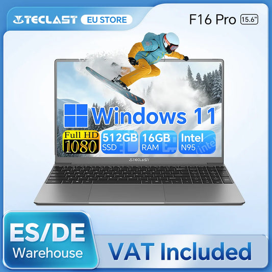 TECLAST F16 Pro 15.6 inch Laptop 16GB RAM 512GB SSD Computers for Intel N95 CPU 1920x1080 IPS Backlit Keyboard Mini-HDMI WiFi 6 USB3.2 F16Pro Notebook