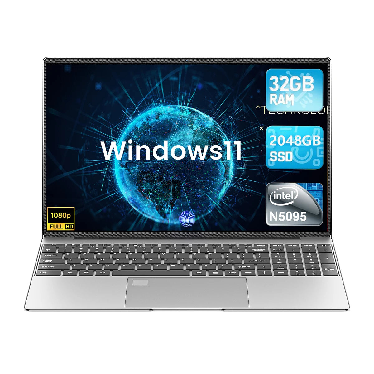 15.6-inch Laptop Windows 11 32GB RAM DDR4 2TB SSD Intel N5095 Full HD Office PC with Backlight Fingerprint Laptop Macbook Air