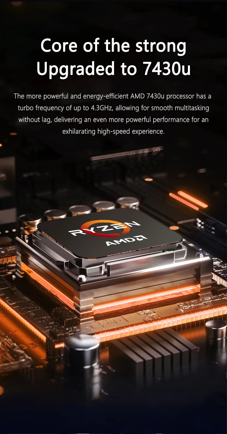 YSJMNPC New AMD Ryzen™ 5 7430U 16 Inch Gaming Laptop IPS Screen 2*DDR4 MAX 64GB 2*SSD 2TB Windows11 Fingerprint Notebook WI-FI