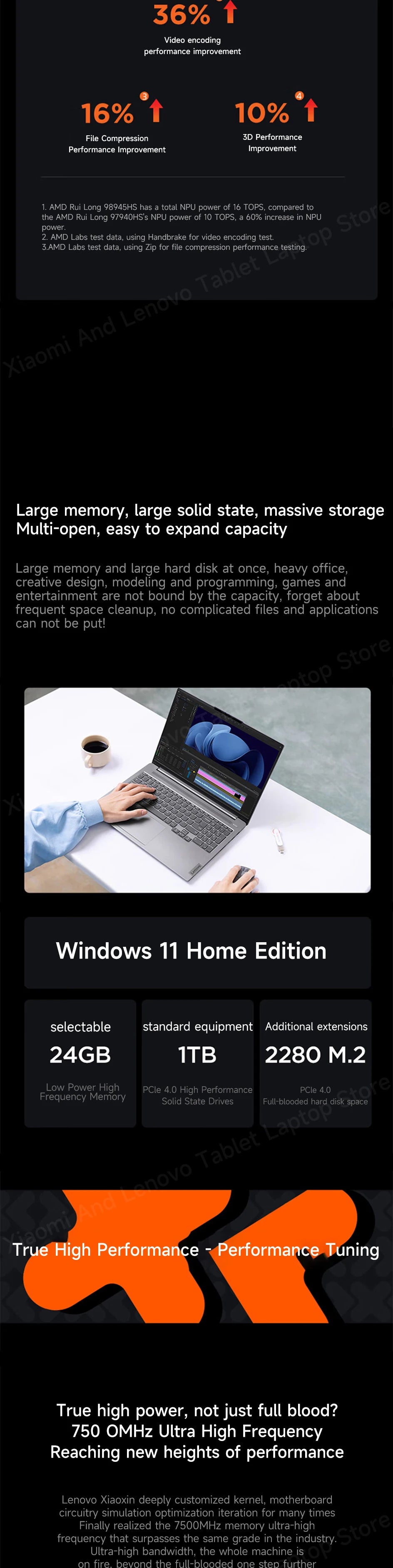 Lenovo laptop Xiaoxin Pro16 2024 AMD Ryzen R7 8745H/8845H 16-Inch 2.5K 120Hz 16/32GB LPDDR5 RAM 1T/2TB SSD Computer Notebook PC