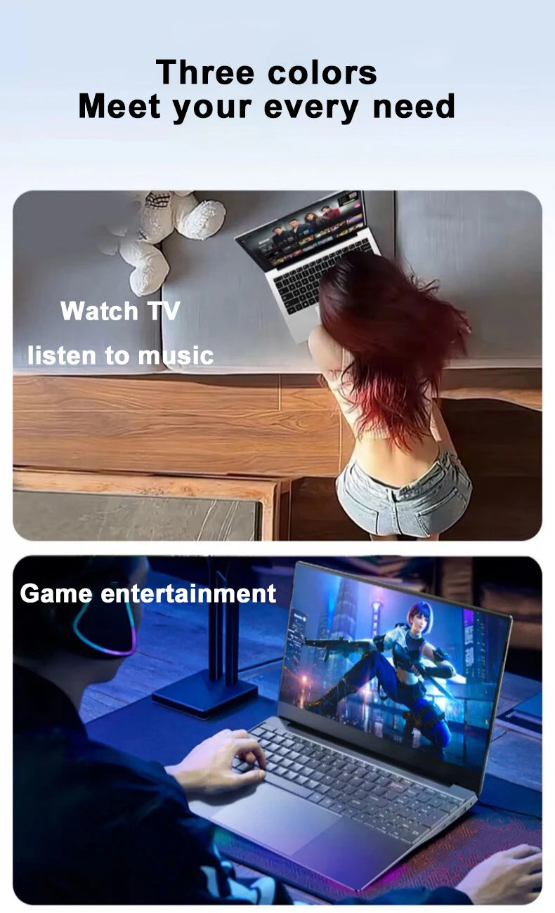 15.6-inch Laptop Windows 11 32GB RAM DDR4 2TB SSD Intel N5095 Full HD Office PC with Backlight Fingerprint Laptop Macbook Air